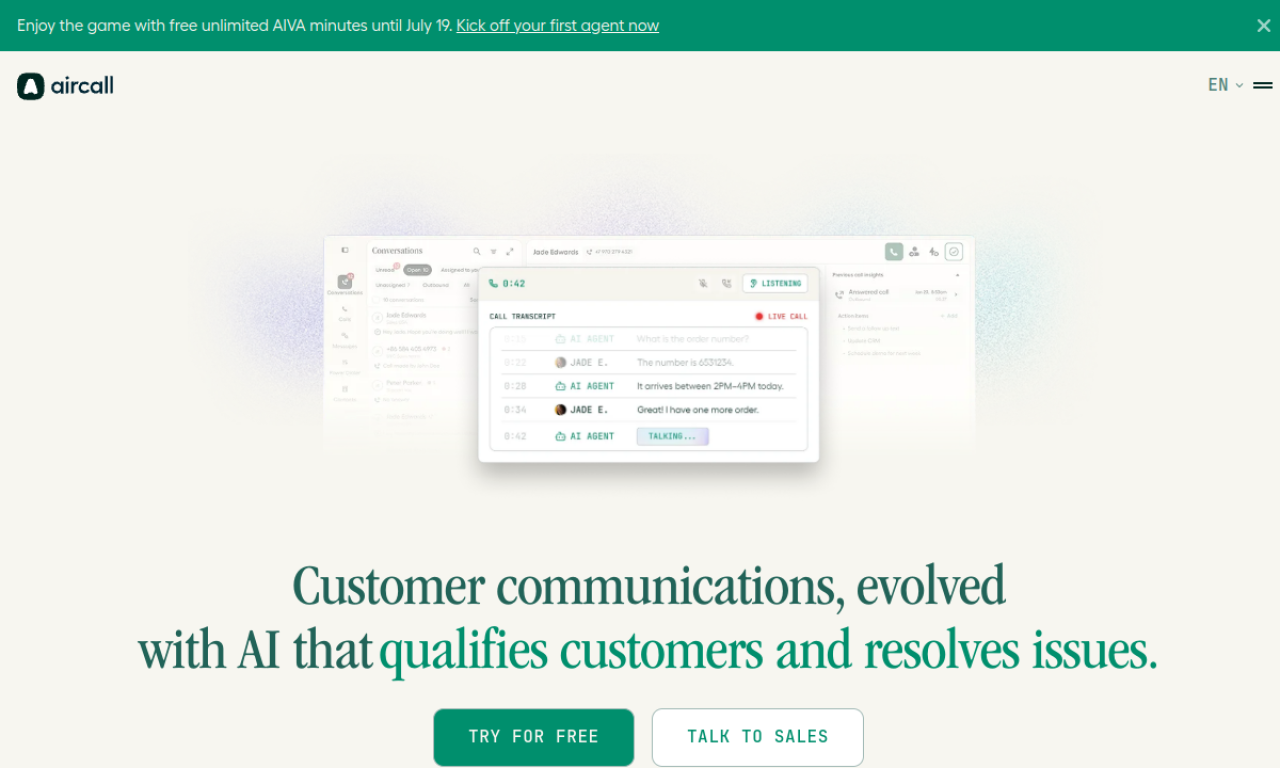 Aircall screenshot