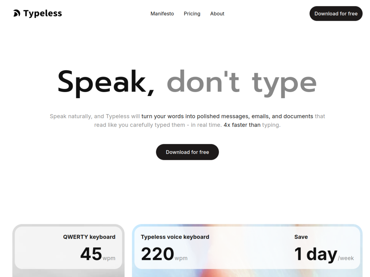 Typeless screenshot